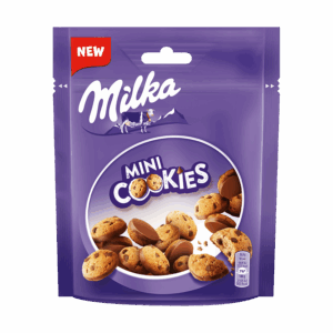 MILKA Mini Cookies with pieces of chocolate partially covered with milk chocolate, 100g